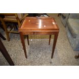 REPRODUCTION MAHOGANY INLAID TRAY TOP TABLE, 40CM WIDE