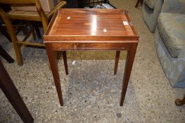 REPRODUCTION MAHOGANY INLAID TRAY TOP TABLE, 40CM WIDE