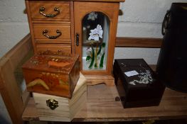 OCTAGONAL JEWELLERY BOX AND SMALL JEWELLERY CABINET