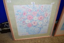 FLORAL PRINT IN LIGHT OAK FRAME