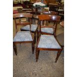FOUR VARIOUS VICTORIAN MAHOGANY BAR BACK DINING CHAIRS