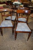 FOUR VARIOUS VICTORIAN MAHOGANY BAR BACK DINING CHAIRS