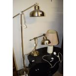 MODERN ANGLEPOISE TYPE STANDARD LAMP, SMALLER SIMILAR TABLE LAMP AND ONE OTHER, LARGEST 147CM