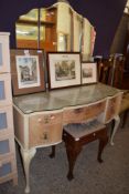 PARTIALLY PAINTED TRIPLE MIRROR BACK DRESSING TABLE, 117CM WIDE