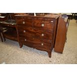 MAHOGANY FOUR DRAWER CHEST ON SPLAYED FEET, CIRCA MID-19TH CENTURY, 94CM WIDE