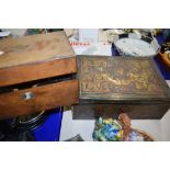 TWO LATE 19TH CENTURY WOODEN JEWELLERY BOXES