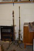 TWO VICTORIAN/EARLY 20TH CENTURY METAL/BRASS LAMP STANDARDS, 135 AND 151CM HIGH