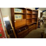 SET OF THREE MODERN TEAK SECTIONAL DISPLAY UNITS