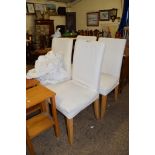 SET OF FOUR MODERN WHITE UPHOLSTERED DINING CHAIRS