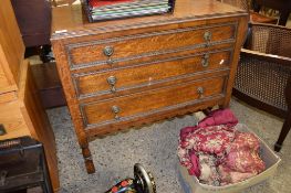 EARLY 20TH CENTURY OAK THREE DRAWER CHEST, 83CM WIDE