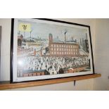LOWRY PRINT OF AN INDUSTRIAL SCENE DATED 1965