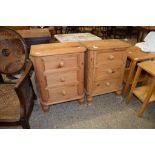 PAIR OF MODERN PINE THREE DRAWER BEDSIDE CABINETS, 50CM WIDE