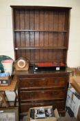 OAK DRESSER WITH THREE DRAWER BASE, 1M WIDE