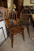 THREE STICK BACK SOLID SEAT OAK KITCHEN CHAIRS