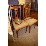 PAIR OF LATE 19TH CENTURY PIERCED SPLAT BACK DINING CHAIRS