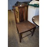 SET OF FOUR CHIPPENDALE STYLE OAK SOLID SEAT DINING CHAIRS (CONDITIONS VARY)