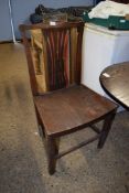 SET OF FOUR CHIPPENDALE STYLE OAK SOLID SEAT DINING CHAIRS (CONDITIONS VARY)