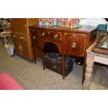 19TH CENTURY MAHOGANY BOW FRONT SIDEBOARD, 124CM WIDE