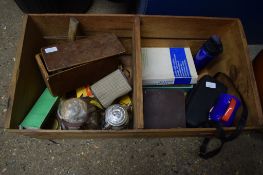 BOX CONTAINING VARIOUS CAMERA ITEMS