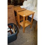 PAIR OF LIGHT OAK TWO-TIER SIDE TABLES, 35CM WIDE