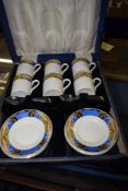 BOXED SET OF SIX COFFEE CANS AND SAUCERS BY GRINDLEY IN THE IVORY PATTERN, TOGETHER WITH A GROUP
