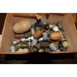 WOODEN BOX CONTAINING THIMBLES
