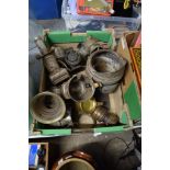 BOX CONTAINING VARIOUS METAL SPARES FOR LAMPS ETC