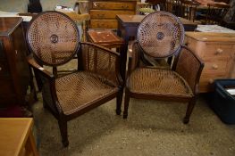 PAIR OF EARLY 20TH CENTURY BERGERE SINGLE CANED ARMCHAIRS