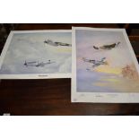 COLOURED LITHOGRAPH “LAST OF THE KNIGHTS” AND ONE OTHER “DAWN HAND-OVER”