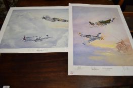 COLOURED LITHOGRAPH “LAST OF THE KNIGHTS” AND ONE OTHER “DAWN HAND-OVER”