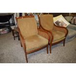 PAIR OF REPRODUCTION BERGERE TYPE ARMCHAIRS