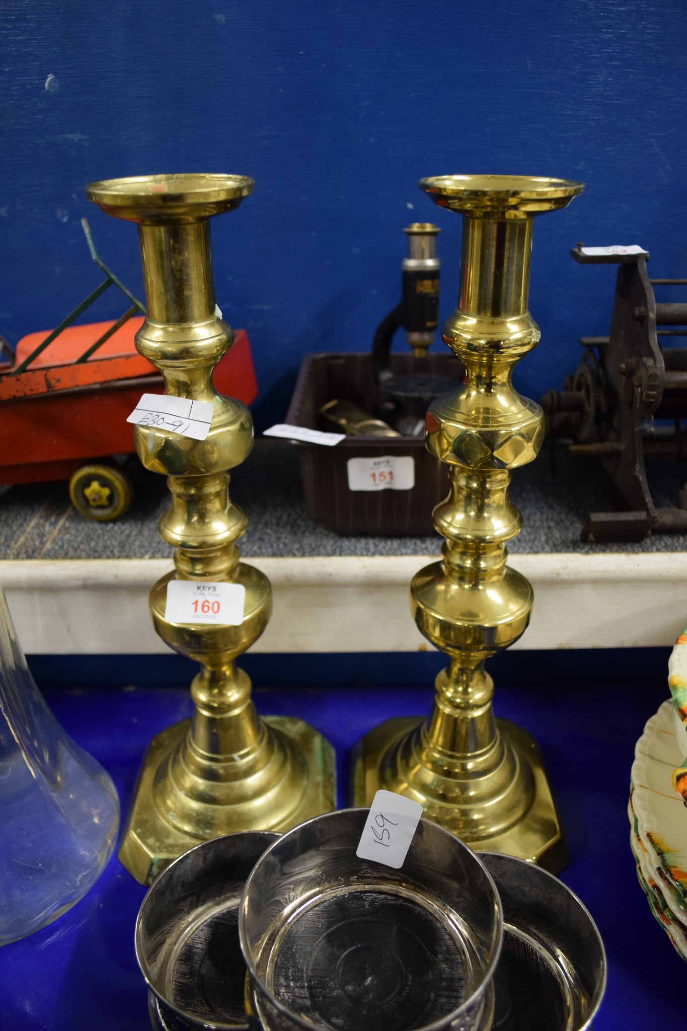 LARGE PAIR OF BRASS CANDLESTICKS