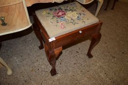 LATE VICTORIAN MAHOGANY DRESSING TABLE STOOL WITH GROSPOINT WOOL EMBROIDERED SEAT, 45CM WIDE