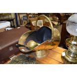 BRASS COAL SCUTTLE AND SHOVEL