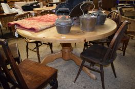 REPRODUCTION PINE CIRCULAR DINING TABLE ON TRIPOD BASE, 134CM DIAM