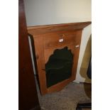 PINE WALL MOUNTING CORNER CUPBOARD WITH PAINTED INTERIOR, 64CM WIDE