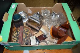 GROUP OF GLASS WARES AND OTHER ITEMS INCLUDING TABLE LIGHTERS ETC