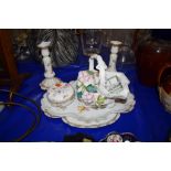 CERAMIC DRESSING TABLE SET DECORATED WITH FLOWERS