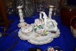 CERAMIC DRESSING TABLE SET DECORATED WITH FLOWERS