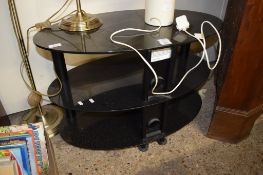 OVAL GLASS THREE TIER TV STAND, 70CM WIDE