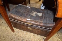VINTAGE TIN SMALL TRUNK, 54CM WIDE