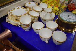 PART POTTERY TEA SET WITH CUPS, SAUCERS, SIDE PLATES AND SANDWICH PLATES