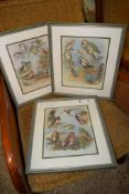 SET OF THREE COLOURED LITHOGRAPHS DEPICTING BIRDS