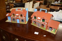 TWO FISHER PRICE DOLLS HOUSES, 39CM WIDE