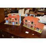 TWO FISHER PRICE DOLLS HOUSES, 39CM WIDE