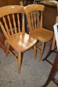 PAIR OF MODERN PINE STICK BACK KITCHEN CHAIRS