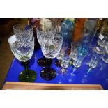 MIXED GLASS WARES INCLUDING WINE GLASSES, TUMBLERS ETC