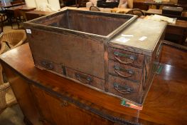 UNUSUAL PLANTER FITTED WITH DRAWERS (CONSTRUCTED FROM PERIOD TIMBERS), 67CM WIDE