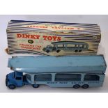 1950s Dinky Toys Pullmore car transport model no 982, in original blue and white striped box