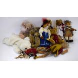 Box containing mixed plush collectors teddies and straw work model of an elf
